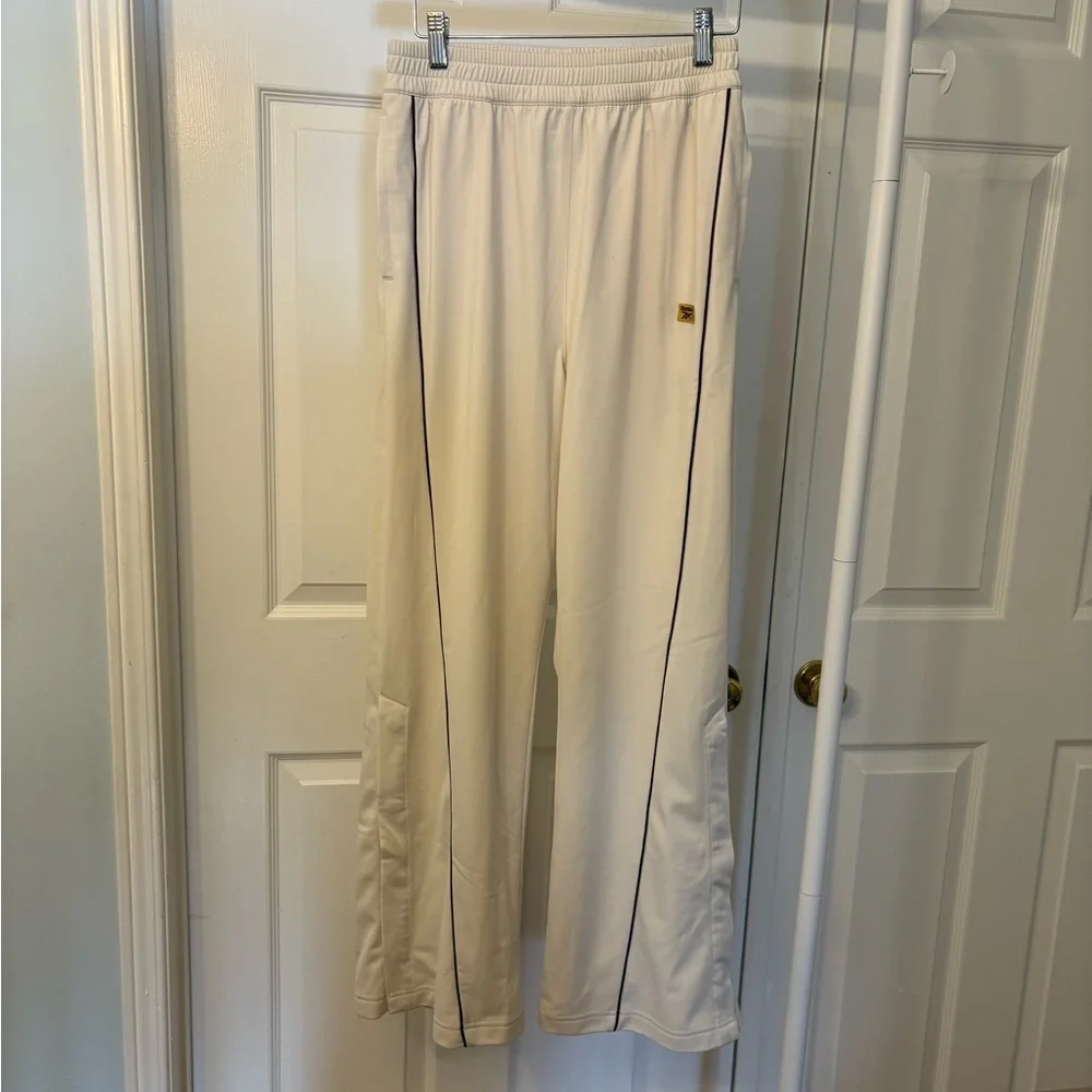 Reebok Baseball Creme & Brown Stripe Highrise Loose Track Pant Small - Picture 10 of 16